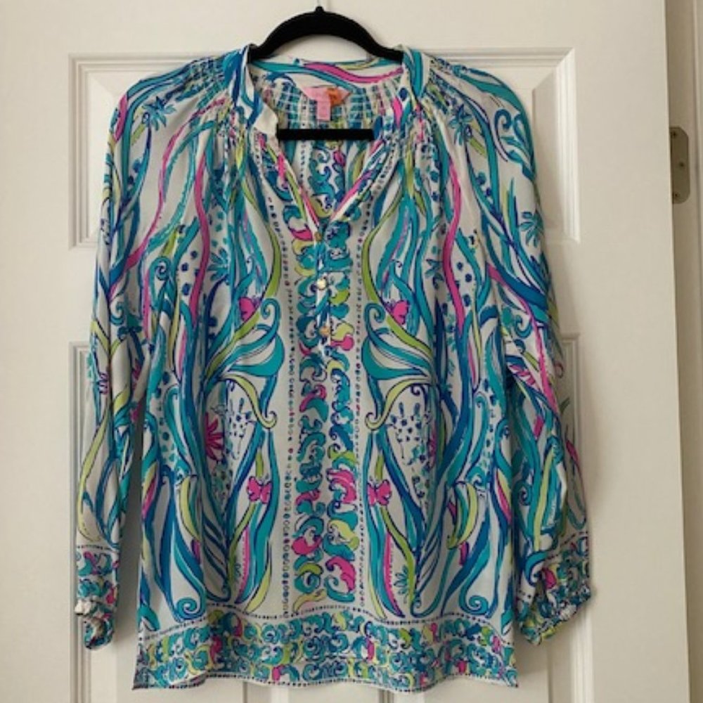 LILLY PULITZER SILK ELSA TOP XS